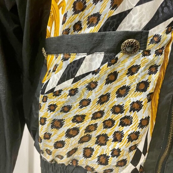 Y2K 90’s RETRO LEOPARD PRINT BOMBER JACKET WINDBREAKER with  PADDINGS Sz M DISCO - Picture 7 of 16